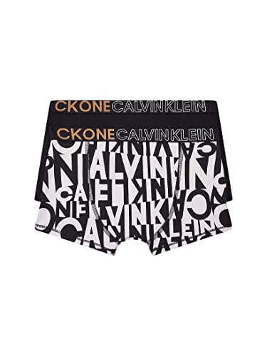 Calvin Klein 2PK Trunks Bañadores Ajustados para Hombre, Brokenstripewhiteaop/Pvhblack, 14-16 Years para Niños