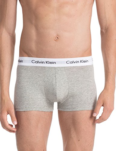 Calvin Klein 3 Pack Low Rise Trunks-Cotton Stretch Bóxers, Multicolor (Black/White/Grey Heather), L (Pack de 3) para Hombre