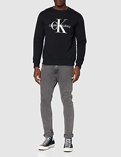 Calvin Klein Iconic Monogram Crewneck Sudadera, Negro (CK Black Bae), S para Hombre