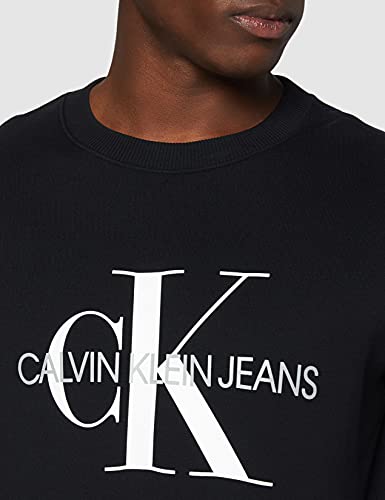 Calvin Klein Iconic Monogram Crewneck Sudadera, Negro (CK Black Bae), S para Hombre