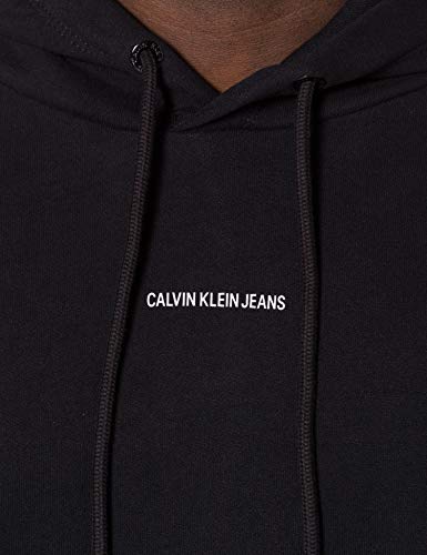 Calvin Klein Jeans Sudadera con Capucha de Micro Marca, CK Black, L para Hombre