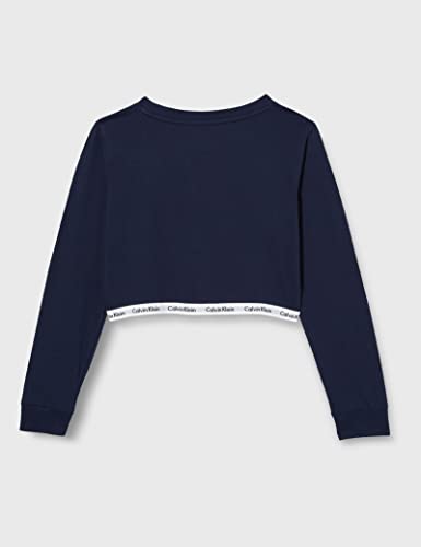 Calvin Klein LS Top Camiseta de Pijama, Navy Iris, 14-16 Años para Niñas