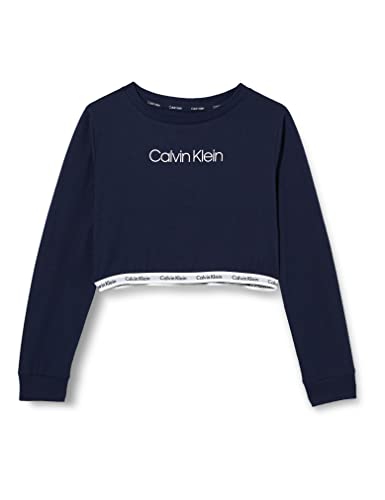 Calvin Klein LS Top Camiseta de Pijama, Navy Iris, 14-16 Años para Niñas