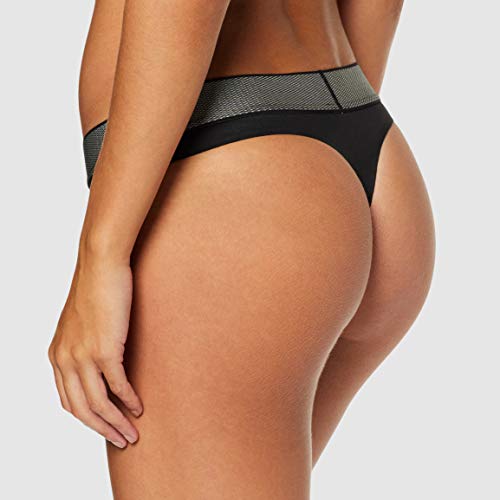 Calvin Klein Thong Tanga, Negro (Black 001), S para Mujer