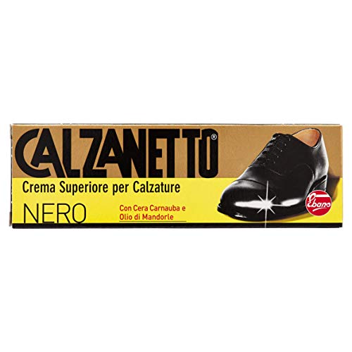 calzanetto – Crema superior para calzado con cera carnauba y aceite de almendras, 50 ml, color negro