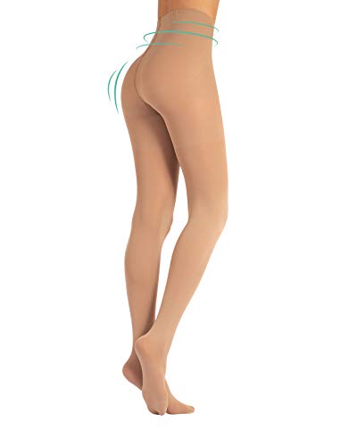 CALZITALY Medias reductoras anticelulitis | panty opaco de mujer | 70 den | natural, negro | s, m, l, xl | calcetería italiana | (S, NATURAL)