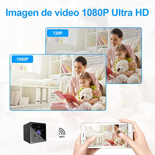 Camara Espia 1080P HD Mini WiFi Oculta Cámara Espía para Ver En El Movil, Interior Micro Cámaras De Vigilancia Larga Duracion Spy CAM con IR Visión Nocturna Detección De Movimiento