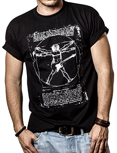 Camiseta con Guitarra Electrica DA Vinci Rock Hombre Negro M