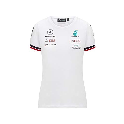 Camiseta Mercedes Benz AMG Petronas F1 para mujer 2021 Team, Blanco, X-Large