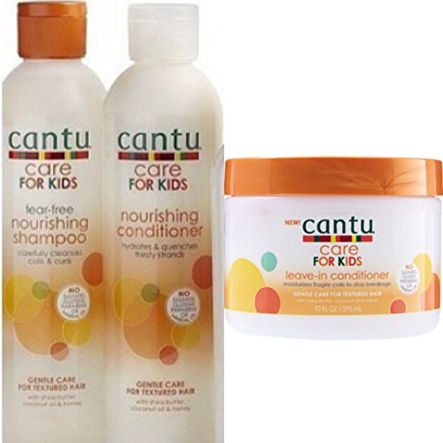 Cantu Cuidado para los Niños Suave Cuidar Texturizado Champú para Cabello+Acondicionador+Acondicionador sin Aclarado Juego de 3