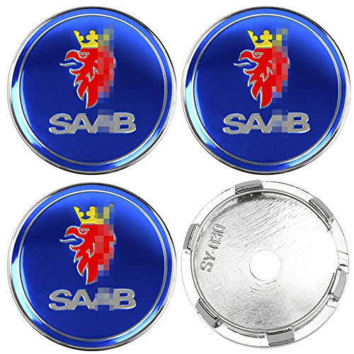 Car Auto Wheel Center Cover Hub Caps Tapacubos Llanta de Coche Cubiertas de Emblema de Insignia para Saab 9-3 9-5 900 9000 Saab 93 95, Accesorios de Estilo de Coche, 60 mm, 4 Piezas