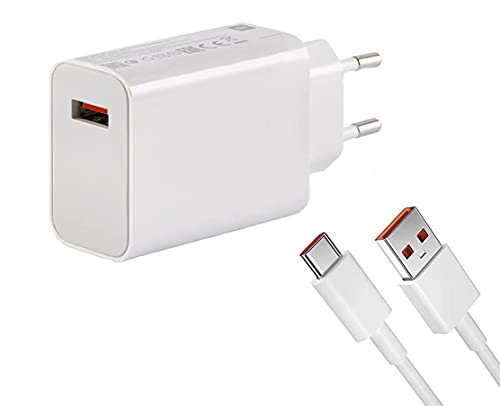 Cargador de Red Carga Rápida Turbo Charge (33W) + Cable USB-C para Xiaomi Redmi Note 9 Pro, Note 10, Note 10 Pro, Mi 10T, Mi 10S, Mi 11 Lite, Poco X3, Poco M2