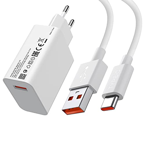 Cargador Rápido 33W con Cable USB C 1m, ACOCOBUY Cargador Turbo para Xiaomi Mi 11 Lite 5G / Mi 10T Pro/Mi 10T/Mi 10T Lite/Redmi Note 10 Pro/Note 10s/Poco X3 Pro/Poco F3/Poco X3 NFC/Poco X3/Mi Pad 5