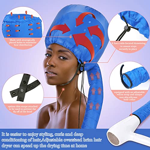 Casco para Secar de Pelo, Ajustable con Capucha, para Secador de Pelo de Mano Universal, Secador de Pelo, para Mujeres y Niñas, Peinado, Rizado, Secado de Cabello (Azul)