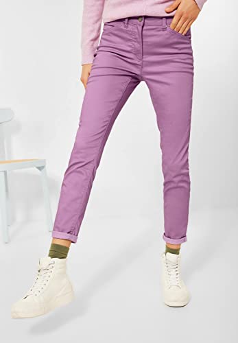 Cecil - Pantalones Slim Fit con Revestimiento en Color Violeta escarchado