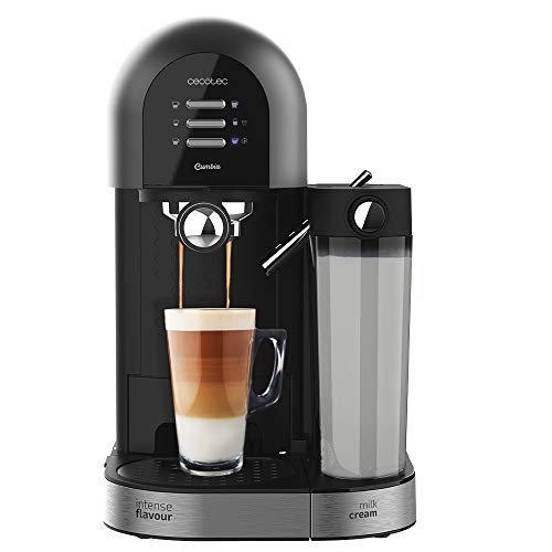 Cecotec Cafetera Semiautomática Power Instant-ccino 20 Chic Serie Nera. para café molido y en cápsulas, 20 Bares, Depósito de Leche 0.7ml, Depósito de Agua 1.7L, 1470W