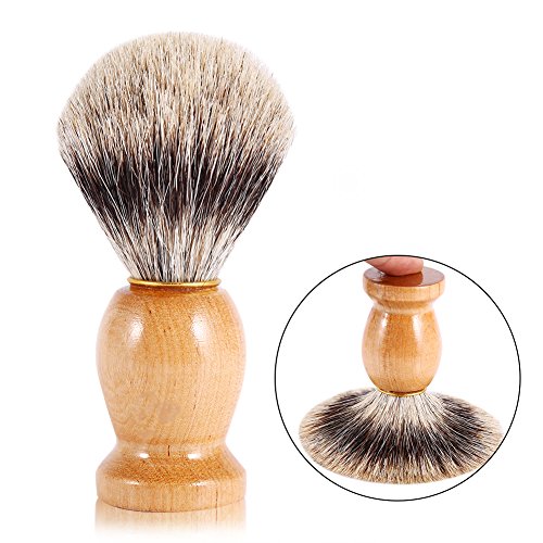 Cepillo de afeitar, herramientas de afeitar para el cabello facial Herramienta de cosméticos Mango de madera Essentials para hombres Faux Badger Hair Barber Beauty Tool Perfecto para el hogar