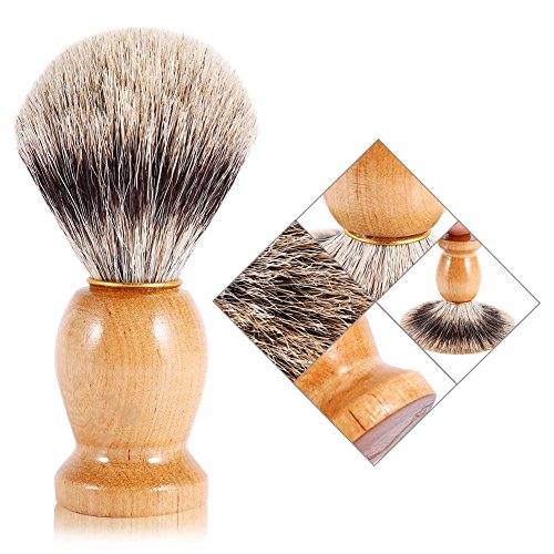 Cepillo de afeitar, herramientas de afeitar para el cabello facial Herramienta de cosméticos Mango de madera Essentials para hombres Faux Badger Hair Barber Beauty Tool Perfecto para el hogar