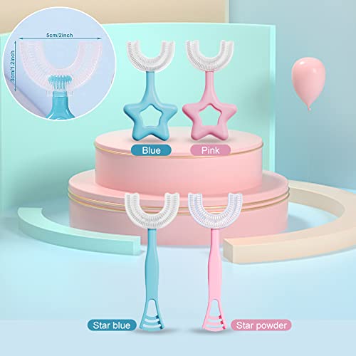 Cepillo Dental Infantil,cepillo de dientes en forma de U para niños, cabezal de silicona suave de calidad alimentaria, 360 ° de cuidado bucal,para niños de 2 a 12 años, 4PCS