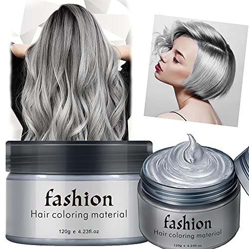 Cera Color Pelo Tinte de Cabello Temporal Tinte Barba Hombre, Desechable Mate Tinte Pelo Gris para Hombres Mujeres Party Cosplay Halloween,Gris