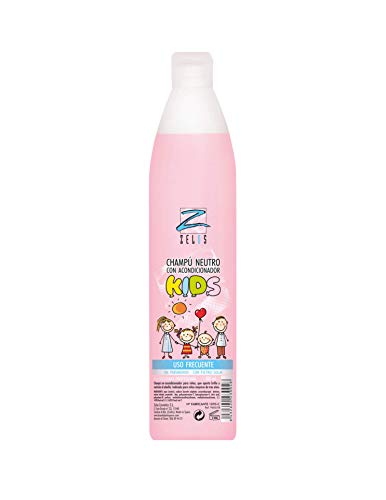 Champú Para Niños Neutro - Con Acondicionador 2 en 1-500 ml - Aroma a Piruleta - Muy Suave Para Uso Diario - Sin Parabenos - Con Filtro Solar - Producto Profesional - Zelos Kids