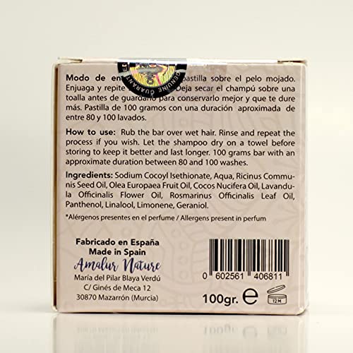 Champú sólido fortificante con aceite de ricino - Sin sulfatos - apto para barba (100 gramos) - amalur nature