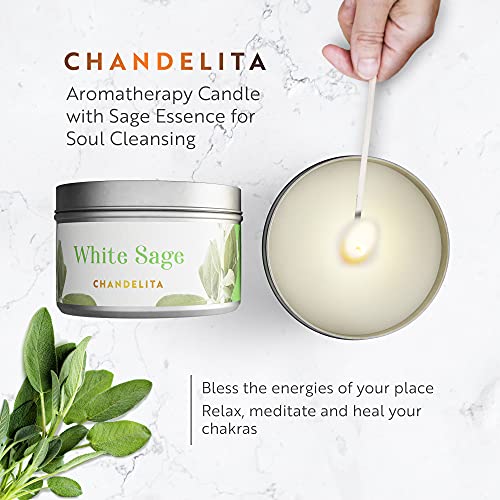 Chandelita Vela Aromática Perfumada de Salvia Blanca para Bendición y Energía del Ambiente con Cera de Soja para Purificación, Relajación, Meditación y Sanación de Chakra - Descubre la Frase