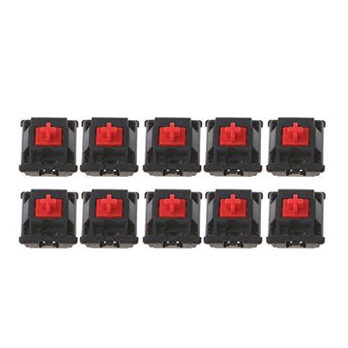 chenpaif MX Switches, 10Pcs Interruptor de Teclado mecánico Original Cherry MX Switch 3 Pin Red Shaft