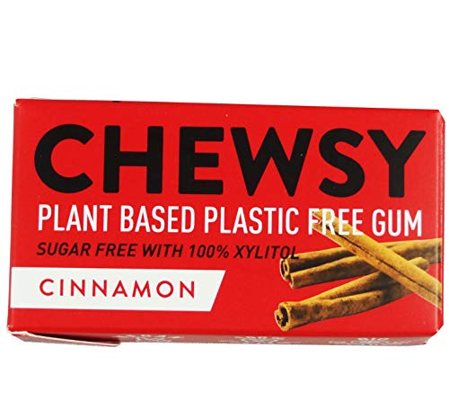 Chewsy Goma De Mascar Canela| Chicles Naturales Sin Plástico | Chicles Sin Azucar Y Aspartamo | 100% Xilitol, Protege Los Dientes | Vegano 15g (Pack De 12, 120pcs.)