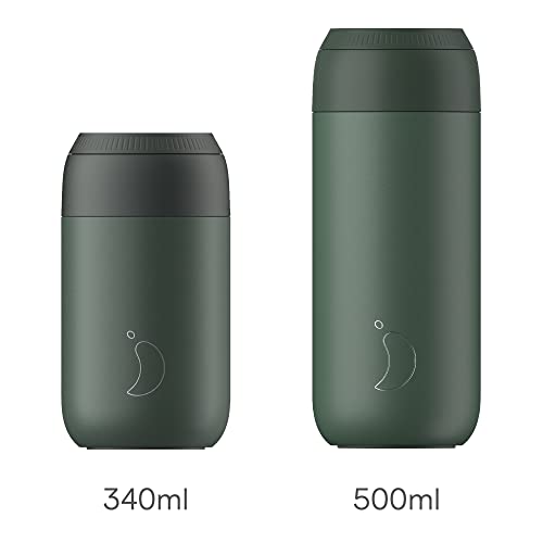 Chilly's Serie 2 Taza de Cafe Termica - Taza de Doble Pared con Tapa - Acero Inoxidable sin BPA - Pine Green, 340ml