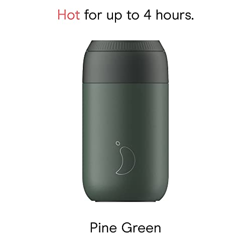 Chilly's Serie 2 Taza de Cafe Termica - Taza de Doble Pared con Tapa - Acero Inoxidable sin BPA - Pine Green, 340ml