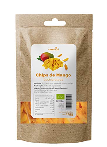 Chips de Mango deshidratado ecológico 125gr Carefood | 100% natural BIO sin azúcar | Snack natural y sano |