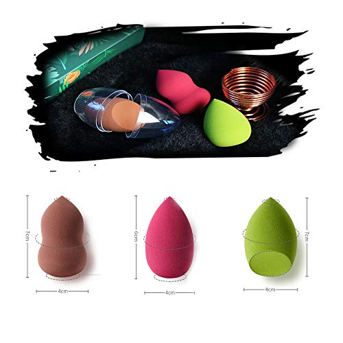 CHSG 3 Piezas Esponja De Maquillaje +1 Piezas Makeup Esponja Soportes, Facial de Belleza, Makeup Blender Beauty, Multicolor Sin LáTex, Uso HúMedo Y Seco, Ideal Para LíQuidos, Cremas Y Polvos