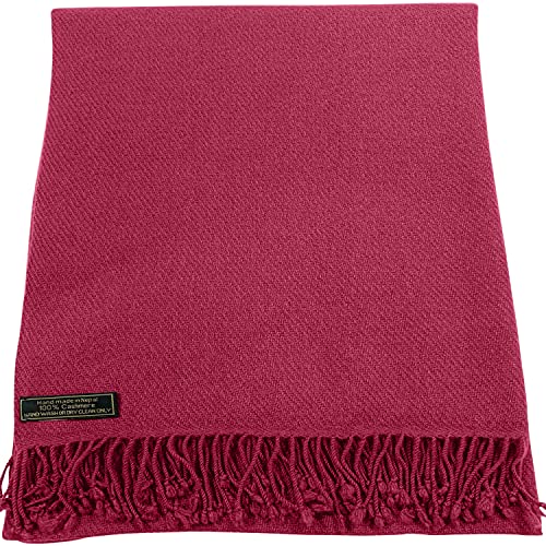 CJ Apparel Rosa Fucsia 100% Cachemira Chales Hecho a Mano de Nepal Chal Bufanda Envolver Pashmina NUEVO