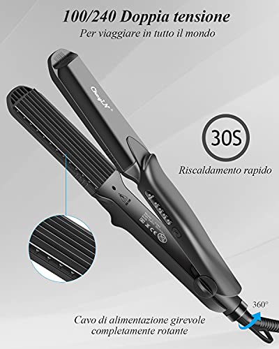 CkeyiN 5 en 1 Plancha de Pelo Efecto Trenzas Plancha Ondas PequeñAs Ondulado con 5 Placas Intercambiables de CeráMica de Titanio Para Ondular el Cabello Plancha Onduladora Pelo Zig Zag (Negro-2)