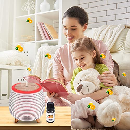 Ckeyin Humidificador Ultrasònico Mini Difusor 90ML Ambientador Aromaterapia con 1 Botellas de Aceite Esencial 100% Puro,Silencio,7 Luces LED de Color, sin BPA para el Hogar y la Oficina,(Blanco-2)