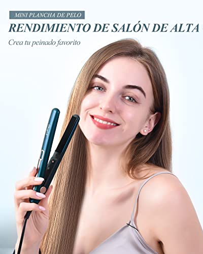 CkeyiN Plancha de Pelo Profesional, Mini Planchas del Pelo y Rizador 2 en 1,Ceramic Crimper con Revestimiento de Cerámica Alisadora y Rizadora Adecuada para todo tipo de cabello,Azul