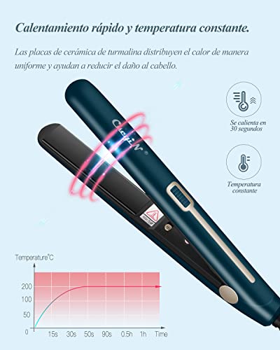 CkeyiN Plancha de Pelo Profesional, Mini Planchas del Pelo y Rizador 2 en 1,Ceramic Crimper con Revestimiento de Cerámica Alisadora y Rizadora Adecuada para todo tipo de cabello,Azul