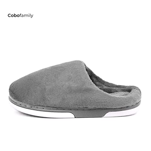 CoboFamily Zapatillas Casa Hombre Cálido Espuma de Memoria Invierno Pantuflas Suela TPR Antideslizante (Gris019, 42/43)