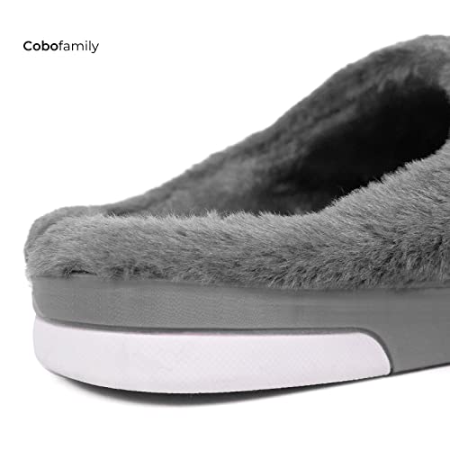 CoboFamily Zapatillas Casa Hombre Cálido Espuma de Memoria Invierno Pantuflas Suela TPR Antideslizante (Gris019, 42/43)