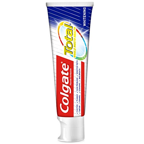 Colgate Pasta de dientes Total Plus sana, color blanco, 12 x 75 ml, protección superior para dientes, lenguas, mejillas y encías