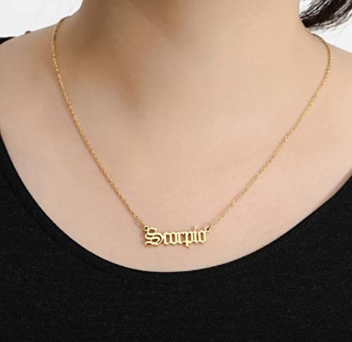 Collar con colgante de constelación de signos del zodiaco de Escorpio chapado en oro para mujeres regalos de cumpleaños