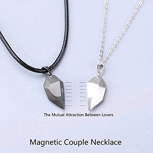 Collar MagnéTico para Parejas,2 Collares a Juego con la AtraccióN Mutua,Stainless Steel Love Heart-Shaped,Regalo RomáNtico Sorpresa para Novia, Novio, Marido, Esposa