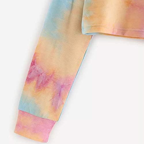 Color Tie Dye Sudaderas Tumblr Cortas con Capucha para Mujer Chica Adolescente Niña