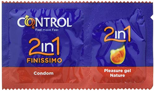 Control 2in1 Finissimo Preservativos - Caja de condones con dosis de lubricante - 100 unidades (pack extra grande)