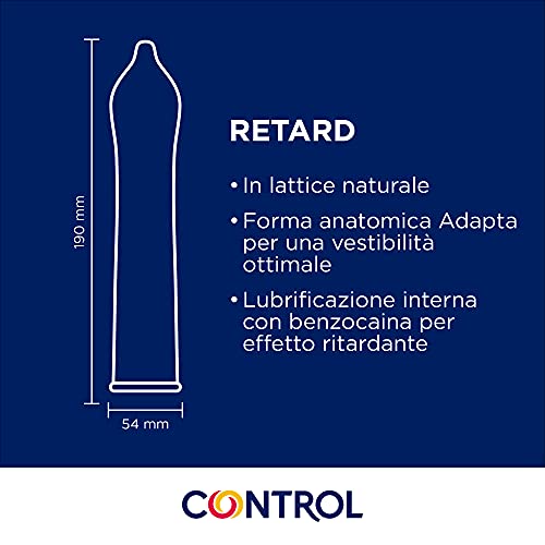 Control Non Stop Retard Preservativos- Caja de condones retardantes para una relación más prolongada, lubricados, ajuste perfecto, sexo seguro, 24 unidades (pack ahorro)