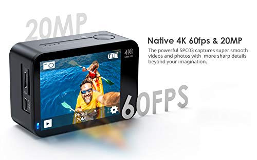 COOAU Nativa 4K 60fps 20 MP Pantalla Táctil WiFi Cámara Deportiva Videocámaras EIS Acción Cámara Subacuática Sumergible con Micrófono Externo Control Remoto Baterías 2x1350Amh (1)