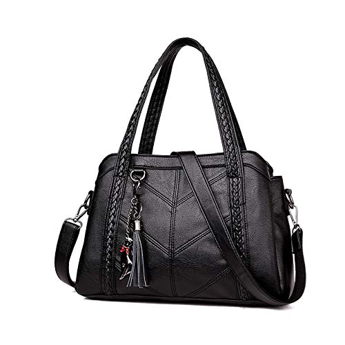 Coolives Bolso Hobo con Bandolera para Mujer Bolsos de Hombro en Cuero de PU Negro