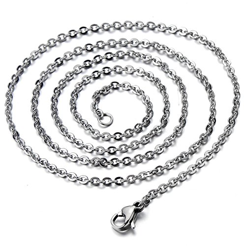 COOLSTEELANDBEYOND Plata Negro Nombre Inicial Letra del Alfabeto H Círculo Colgante, Collar de Mujer Hombre, Acero, 45cm Cadena Cuerda