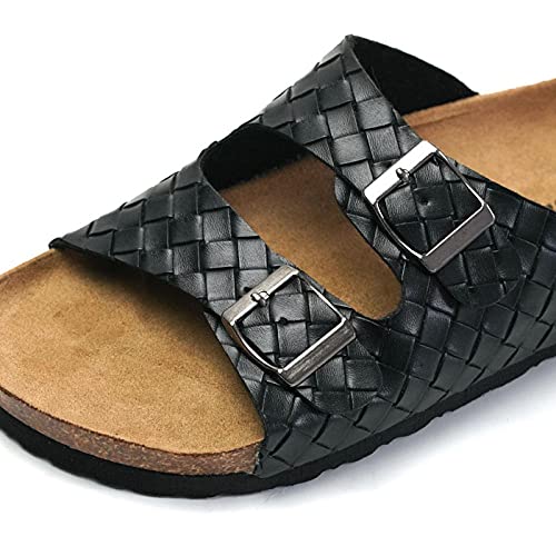 COQUI Slippers,2021 Nuevo Primavera Summer Cork Slippers Hombres Pareja Tejido Playa de Mujer Zapatos Estudiantes Ocio Cross-Border-Negro_39